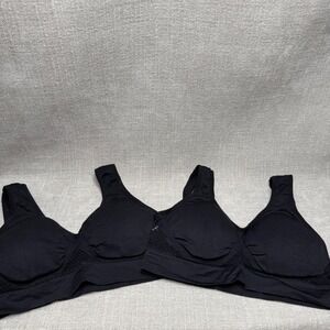 Wireless Black Seamless Sports Bra Set of 2 Size XL Mesh Breathable Comfort Bra